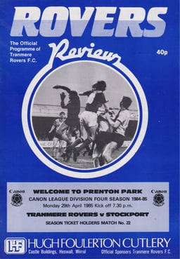 Tranmere Rovers v Stockport County Match Programme 1985-04-29